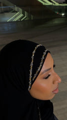 Golden Silver - Premium Embellished Silk Chiffon Hijab